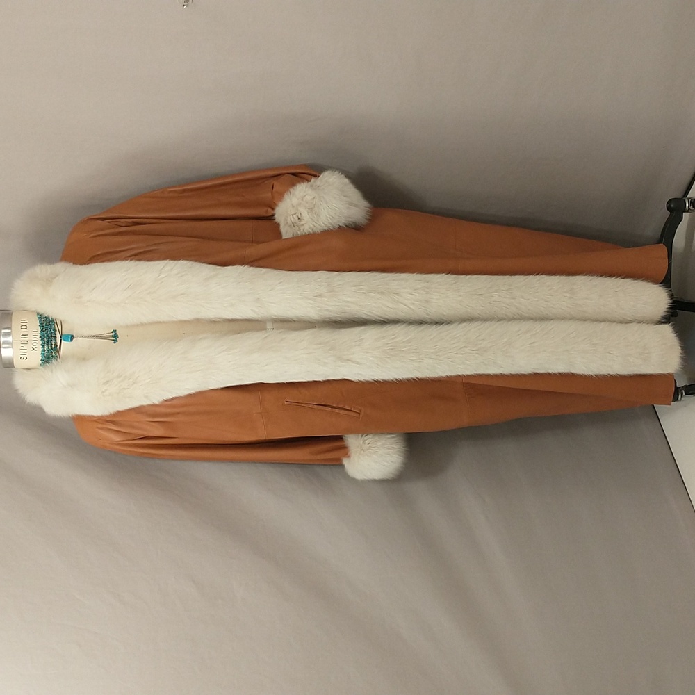 Vericci Exceptional Long Coat Fox Fur & Lambskin Leather Glamorous High Quality